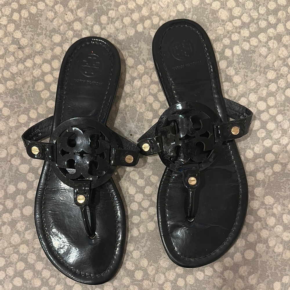 Tory Burch Black Patent Leather Sandals